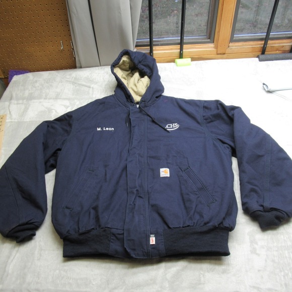 Carhartt Other - Carhartt FR Active Jacket Men XL Blue Midweight Line Canvas Hood Flame Resistant